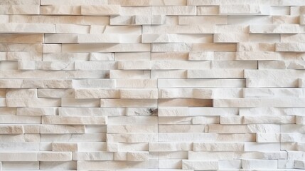 Cream and white brick wall texture background. Brickwork and stonework flooring interior rock old pattern design