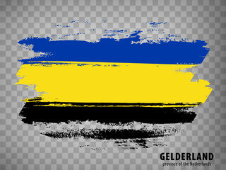 Flag of Gelderland brush strokes. Waving flag of Gelderland on transparent background for your web site design,  app, UI. Netherlands. EPS10.