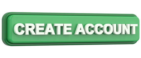 Create account button. 3D illustration.