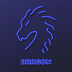 dragon neon sign, modern glowing banner design, colorful modern design trends on black background. Vector illustration.