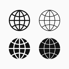 Globe icon vector. World icon set. International earth globe icon vector illustration