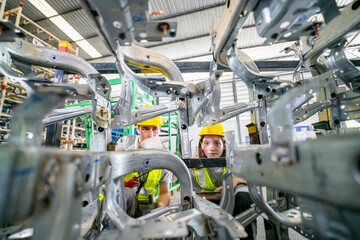 Storehouse workers are checking stock and inventory in retail warehouse. Business factory industry concept.