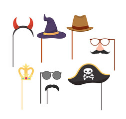 Set of headbands for carnival flat style, vector illustration