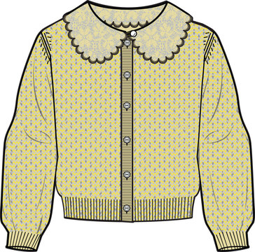 recommend clip art: CARDIGAN REMOVEABLE PETER PAN COLLAR SWEATER AND SWEAT TOPS FOR KID GIRLS ILLUSTRATION VECTOR DESIGN