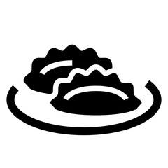 食べ物、餃子、中華を表す塗りつぶしスタイルのアイコン