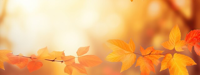 olorful universal natural autumn background for design with orange leaves and blurred background