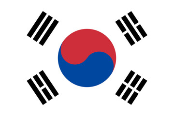 South Korea flag wave isolated on png or transparent background