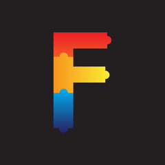 Colorful Letter F Puzzle Logo, Background Simple Design