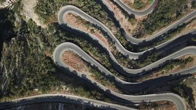 Aerial view of the the road at Serra da Leba Huila Province Humpata Angola
