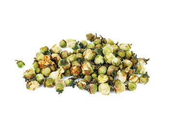 Snow lotus flowers tea isolated on white background