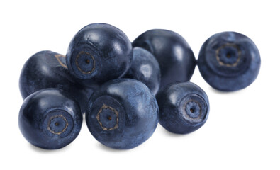 Many tasty ripe bilberries isolated on white