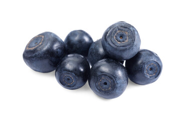 Many tasty ripe bilberries isolated on white