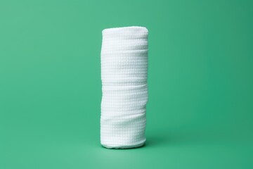 Fototapeta na wymiar Medical bandage isolated on green background