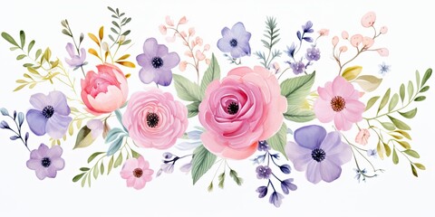 Obraz na płótnie Canvas Revamp Your Designs with Watercolor Floral Backgrounds Generative AI Images