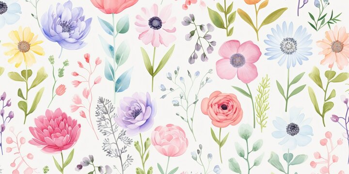 A Symphony of Colors: Watercolor Floral Backgrounds  Generative AI Images