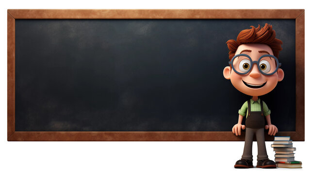 Blank School Chalkboard with Teacher