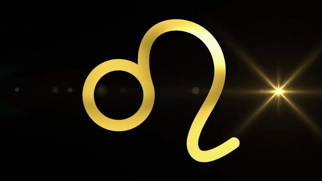 Leo Sign Astrology Animated in Gold, with ALPHA Channel (Transparent Background) In 4K Resolution