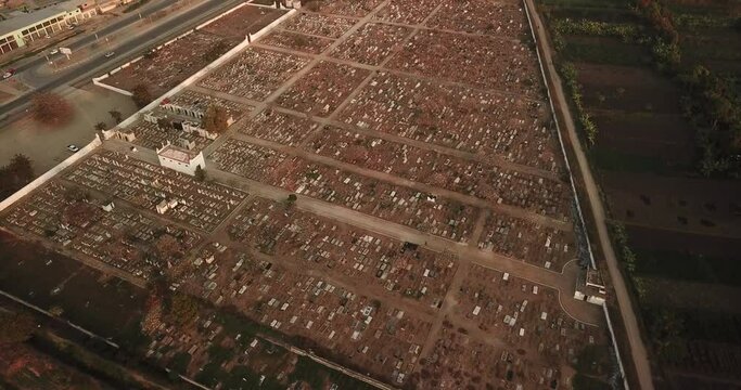 Aerial view of an old cemetery Benguela Province Catumbela Angola