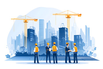 engineering and construction workers illustration ai generated