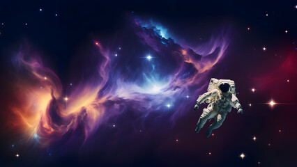 An astronaut floating in the vastness of space, Illustration by Generative Ai