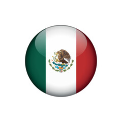 Mexico Flag Circle Button Vector Template