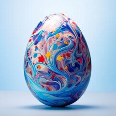 Blue Easter Egg - Colorful and Vibrant Spring Decoration: Generative AI