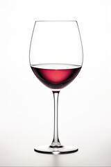 Isolated Wine Glass. Red Cabernet Served in a Crystal Glass on a Clean White Background. Classic Elegance of Perfect Celebration Drink: Generative AI