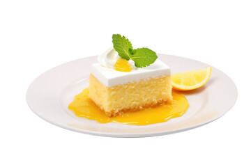 Delicious Slice of Lemon Cake Isolated on a Transparent Background