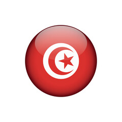 Tunisia Flag Circle Button Vector Template