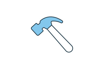 Hammer Icon. Icon related to carpentry, construction, projects. flat line icon style. Simple vector design editable