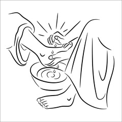 Jesus Christ washing of the feet Vector Illustration
