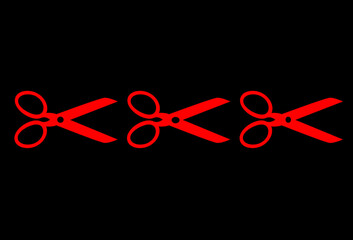 red and black scissors, hairdresser logo