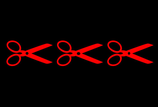 red and black scissors, hairdresser logo