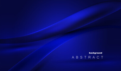 Blue dark gradient 3d shapes waves luxury abstract background. Futuristic fluid shape lines vector design.