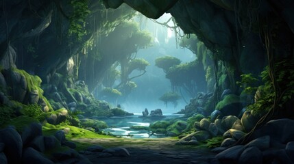 Hidden Cave In Mountains Game Art