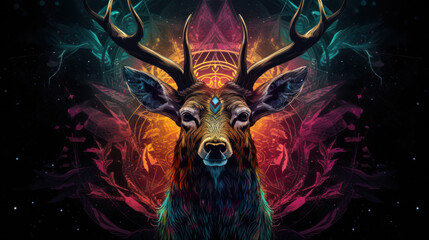 Deer head and horn DMT styles, Vivacious, Cybernetic Punk