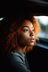 Fototapeta na wymiar shot of a young woman in the backseat of a car