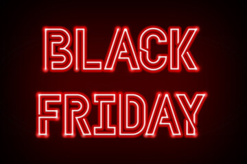 Neon Black Friday lights glowing on a black background.