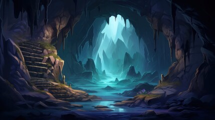 Hidden Cave In Mountains Game Art