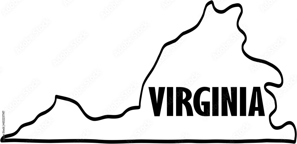 Wall mural outline drawing of virginia state map.