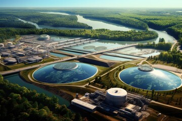 aerial view of advanced wastewater treatment facility