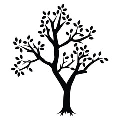Tree silhouette vector. Silhouette on white background.
