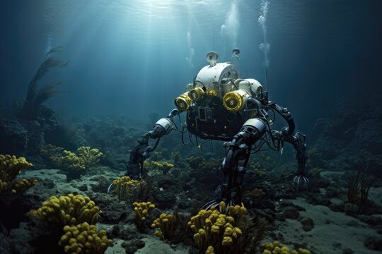 biohybrid robot in underwater exploration scene