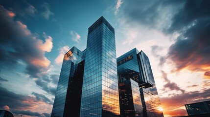 Tall building and behind it a beautiful and sky