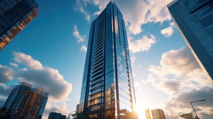 Tall building and behind it a beautiful and sky