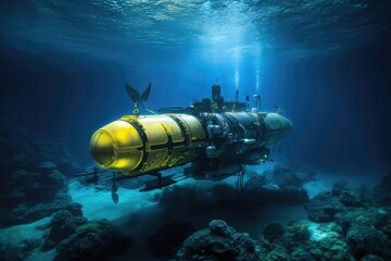 autonomous underwater vehicle exploring ocean depths