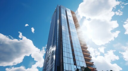 Fototapeta premium Tall building and behind it a beautiful and sky