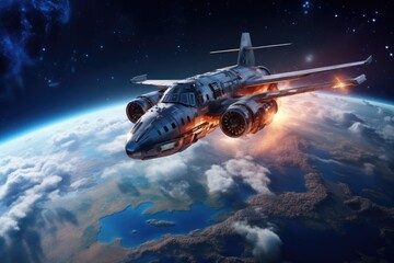 aerospace travel concept with space and earth elements