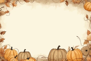blank frame with pumpkins on border, white empty background, generative ai