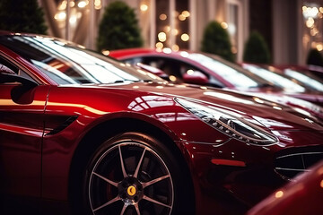luxury modern red car closeup. Generative AI